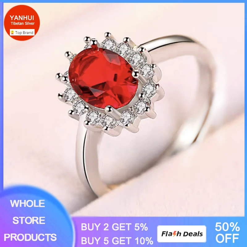 Diana Rings for Women Princess Created Ruby/Emerald Red Crystal Zircon Pure Tibetan Silver Wedding Rings Gift Fashion Jewelry
Diana Rings for Women Princess Created Ruby/Emerald Red Crystal Zircon Pure Tibetan Silver Wedding Rings Gift Fashion Jewelry