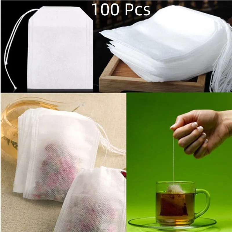 100 шт. одноразовые чайные пакетики, фильтрующие пакетики для заварки чая со шнурком, Запаянные, пищевые, нетканые, стандартные чайные пакетики
100 шт. одноразовые чайные пакетики, фильтрующие пакетики для заварки чая со шнурком, Запаянные, пищевые, нетканые, стандартные чайные пакетики