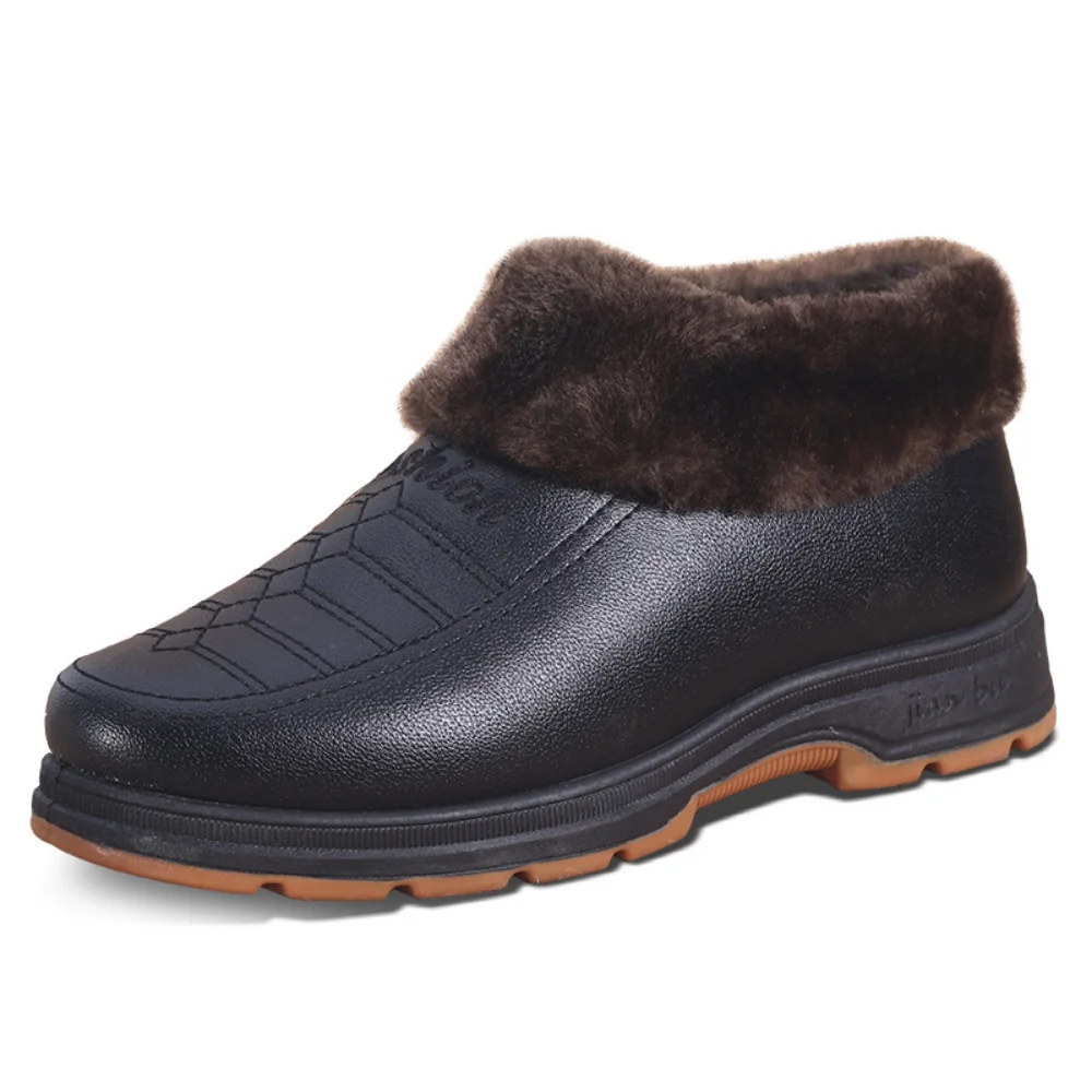 Round Toe Waterproof Mens Snow Boots Winter High-top Cotton Mens Boots Soft Bottom Plus Velvet Non-slip Warm Men Boots 
Round Toe Waterproof Mens Snow Boots Winter High-top Cotton Mens Boots Soft Bottom Plus Velvet Non-slip Warm Men Boots