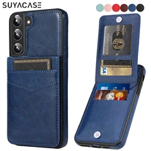 Stand Holder Case For Samsung Galaxy S23 S22 S21 S20 FE Ultra S10 E S9 S8 Plus Wallet Card Shock Flip Leather Phone Bags Cover