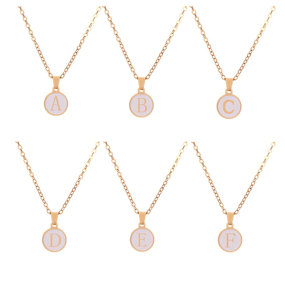 

Dincior Elegant Geometric Round Wafer 26 Letter Necklace Pendant for Women Gold Metal Jewelry 45CM+5CM