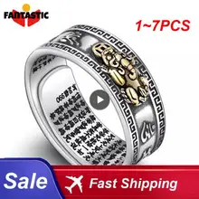1~7PCS Ring Charm Feng Shui Lucky Money Treasure Amulet Open Adjustable Buddha Ring Jewelry Exquisite Ring Female Men Gift