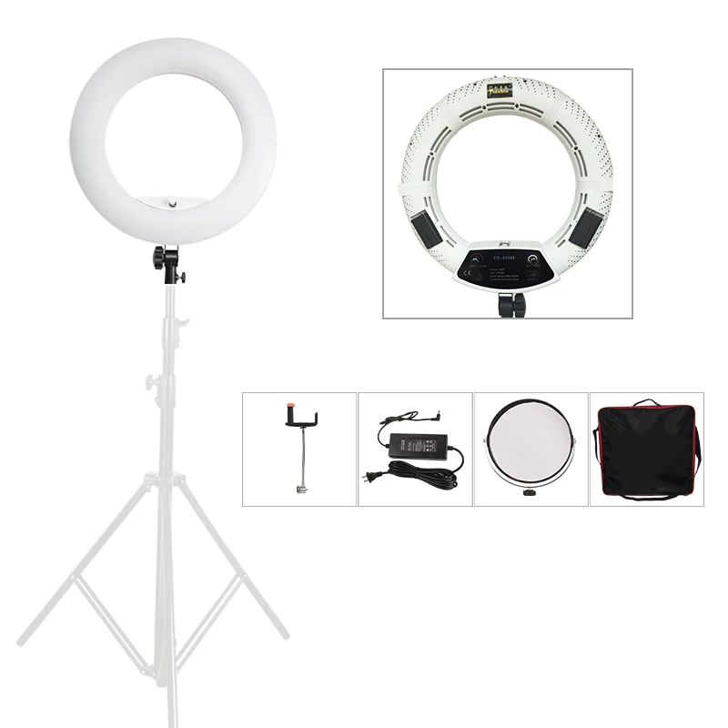 Yidoblo FS-480II White Make-up LED Bio-color Ring Light + Portable bag Lamp Photographic Lighting 3200-5500K Ring Lights
Yidoblo FS-480II White Make-up LED Bio-color Ring Light + Portable bag Lamp Photographic Lighting 3200-5500K Ring Lights