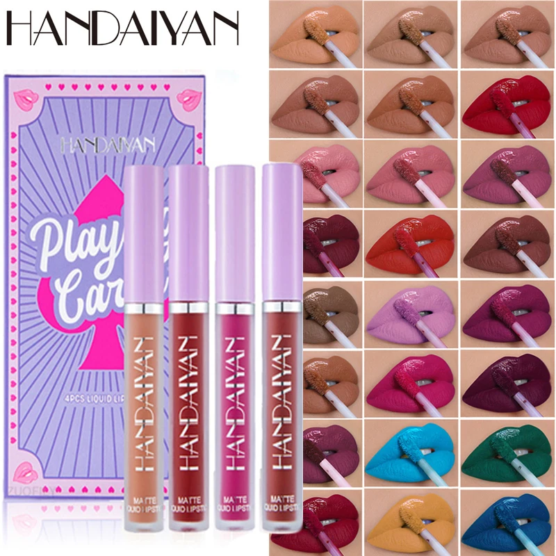 4Pcs/Set Playing Card Velvet Matte Lipstick Lip Gloss Blue Pink Waterproof Long Lasting Hydrating Nonstick Cup Lip Glaze Makeup
4Pcs/Set Playing Card Velvet Matte Lipstick Lip Gloss Blue Pink Waterproof Long Lasting Hydrating Nonstick Cup Lip Glaze Makeup