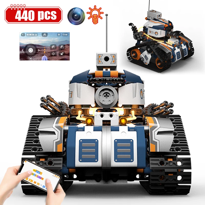 440pcs City HD Camera Rc Technical Tank Building Blocks WW2 APP Remote Control War Panzer Car Vehicle Bricks Toys for Kids Gifts
440pcs City HD Camera Rc Technical Tank Building Blocks WW2 APP Remote Control War Panzer Car Vehicle Bricks Toys for Kids Gifts