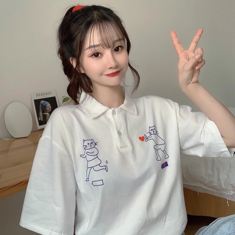 Женская свободная футболка с принтом в стиле ретро Ins, футболки Kawaii Ulzzang в Корейском стиле, женская одежда в стиле Харадзюку
Женская свободная футболка с принтом в стиле ретро Ins, футболки Kawaii Ulzzang в Корейском стиле, женская одежда в стиле Харадзюку