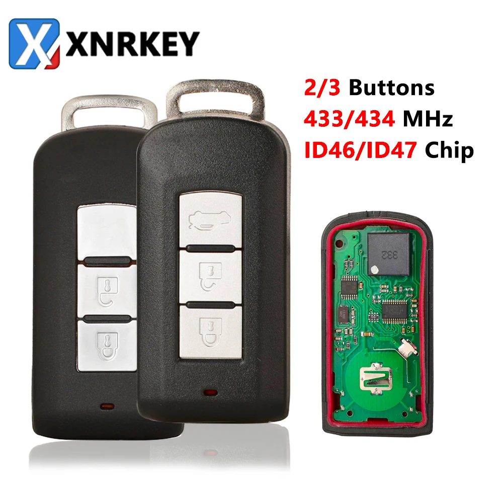 

XNRKEY 2/3 Button Remote Car Key ID46/ID47 Chip 433Mhz for Mitsubishi Lancer Outlander ASX G8D-644M-KEY-E Montero L200 GHR-M004