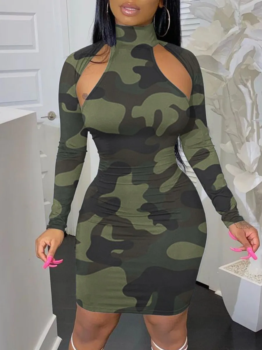 LW Cotton Feel Camouflage Print Cut Out Bodycon Dress Long Sleeve Cute Mandarin Collar Skinny Wrapped Skirt Daily Women Clothing
LW Cotton Feel Camouflage Print Cut Out Bodycon Dress Long Sleeve Cute Mandarin Collar Skinny Wrapped Skirt Daily Women Clothing