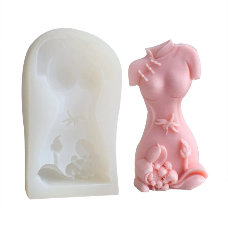 

Silicone Mould for Handmade Home Decor Cheongsam Candle Shape Resin Mold Soaps Chocolate Cake Fondant Molds DIY Art