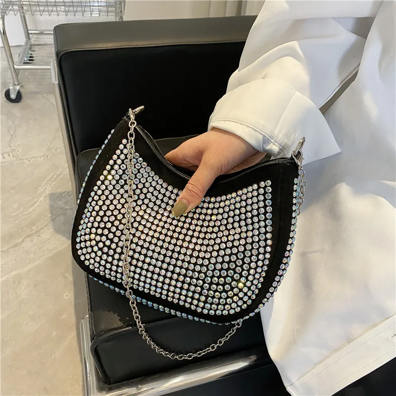 Sticky Rhinestones Single Shoulder Messenger Bag Fashion All-match Simple Chain Design Explosion Style Single Shoulder Bag Women
Sticky Rhinestones Single Shoulder Messenger Bag Fashion All-match Simple Chain Design Explosion Style Single Shoulder Bag Women