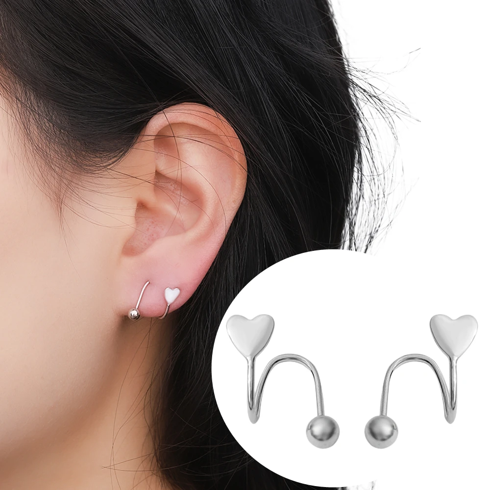 2 pcs Brand New Stud Earrings Spring Earring for Women Rock Punk Alloy Heart Ear Stud Clip Earrings Ladies Girl Ear Accessories
2 pcs Brand New Stud Earrings Spring Earring for Women Rock Punk Alloy Heart Ear Stud Clip Earrings Ladies Girl Ear Accessories