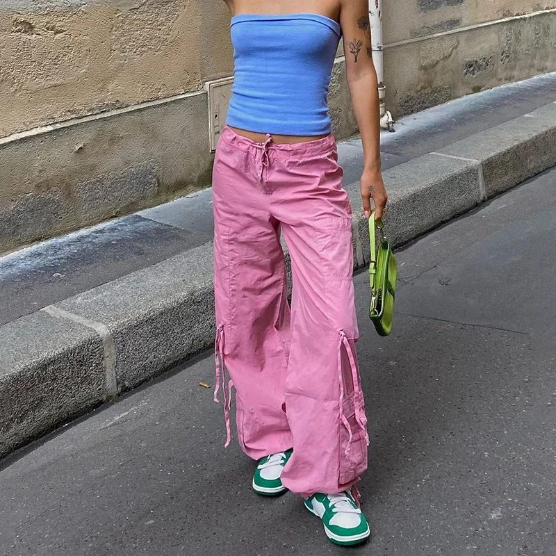 Pocket Patchwork Cargo Pants y2k Aesthetic Drawstring Low Rise Oversized Casual Pants Baggy Sweatpants Women Pink Capris
Pocket Patchwork Cargo Pants y2k Aesthetic Drawstring Low Rise Oversized Casual Pants Baggy Sweatpants Women Pink Capris
