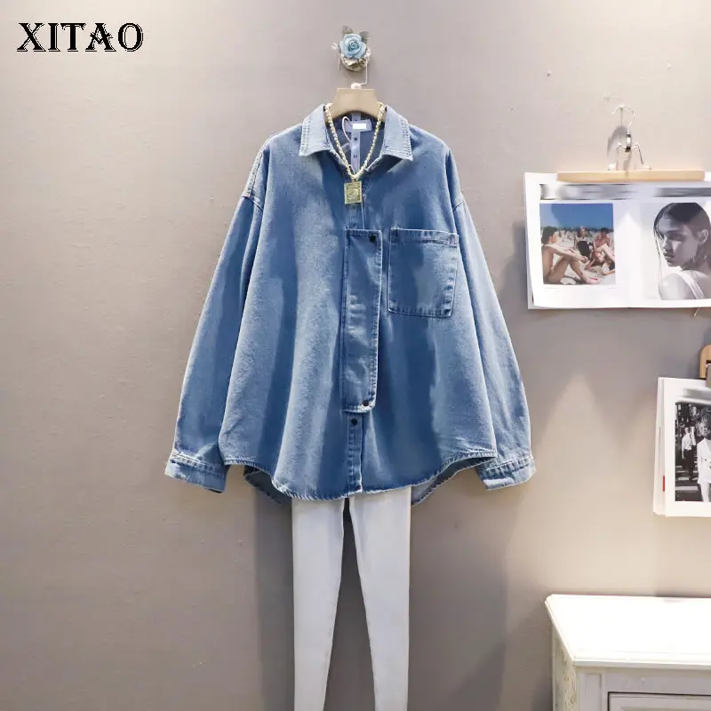 XITAO, Повседневная модная джинсовая рубашка, свободная, простая, с отложным воротником, Женский Топ, однотонный, новый, спринт, осень, универса...
XITAO, Повседневная модная джинсовая рубашка, свободная, простая, с отложным воротником, Женский Топ, однотонный, новый, спринт, осень, универса...