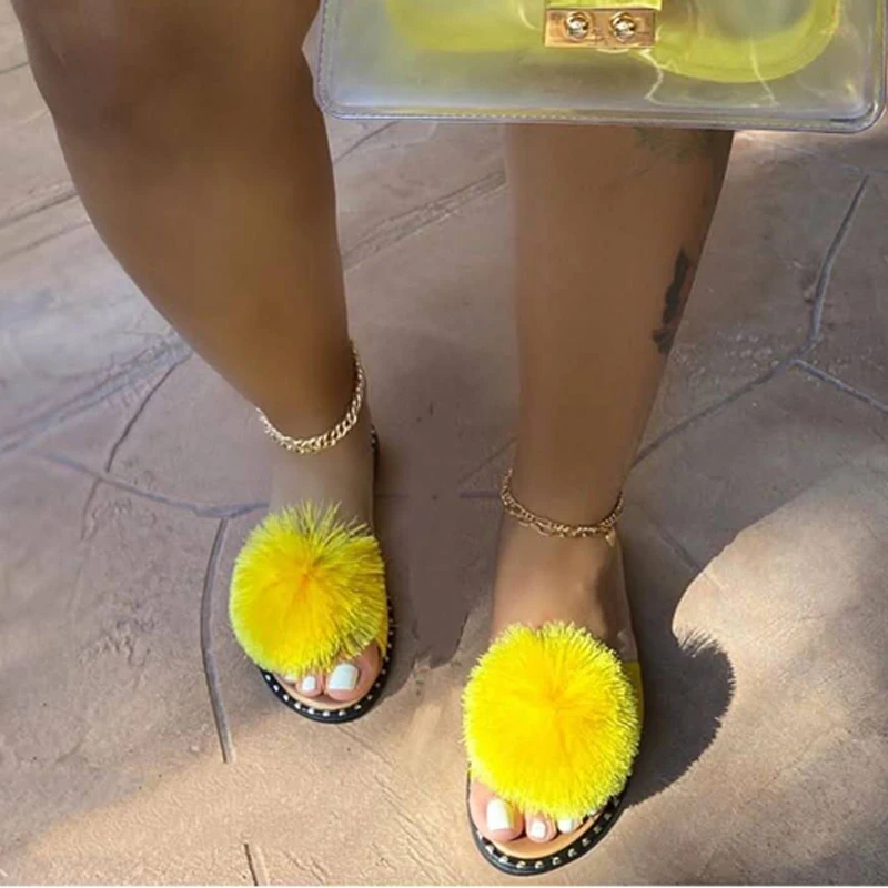 Summer New Fashion Women Flat Sandals Open Toe Slippers Outdoor Beach Shoes Cute Hair Ball Plus Size 43
Summer New Fashion Women Flat Sandals Open Toe Slippers Outdoor Beach Shoes Cute Hair Ball Plus Size 43