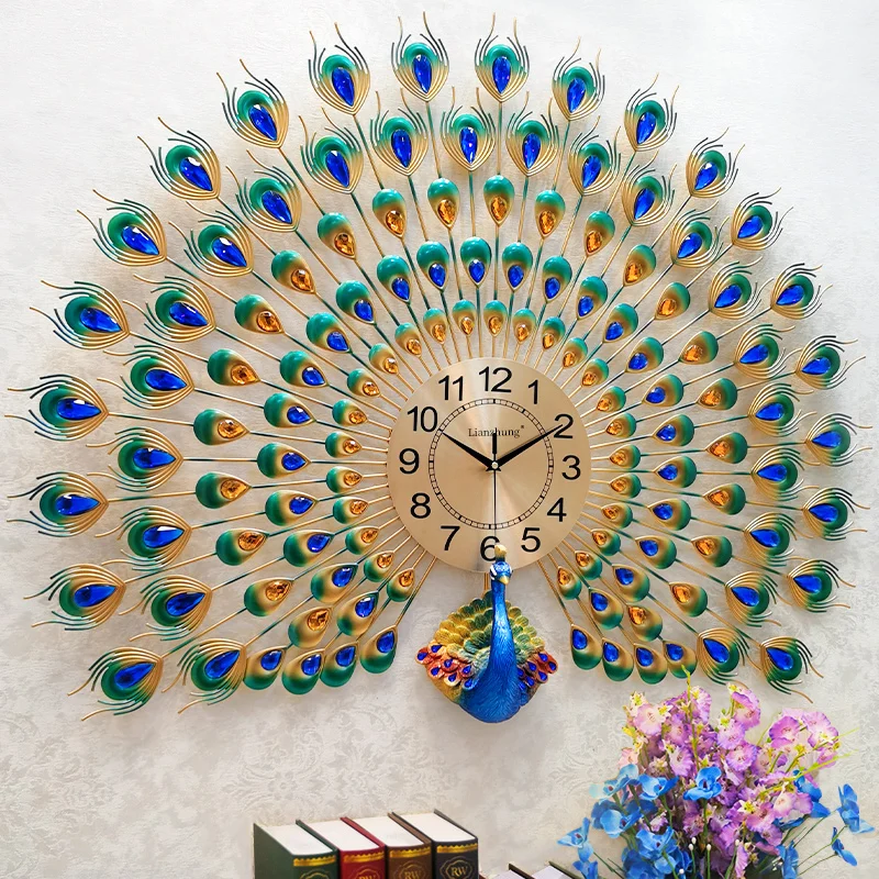 Peacock clock, wall clock, living room, home fashion, creativity, silent clock, quartz clock, simple atmosphere, decorative
Peacock clock, wall clock, living room, home fashion, creativity, silent clock, quartz clock, simple atmosphere, decorative