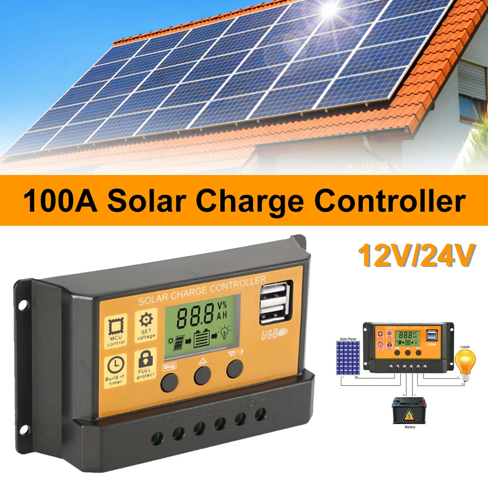 100A 12V/24V Solar Controller Solar Panel Battery Regulator With LCD Display Dual USB 5V Output Solar Charge Controller
100A 12V/24V Solar Controller Solar Panel Battery Regulator With LCD Display Dual USB 5V Output Solar Charge Controller