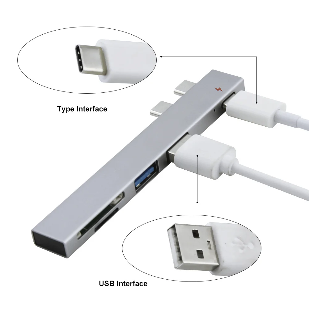Aluminum Alloy USB C Hub With SD/TF Card Reader Multi USB Type C Hub Adapter Compatible For Apple MacBook Pro Laptop PC Genuine
Aluminum Alloy USB C Hub With SD/TF Card Reader Multi USB Type C Hub Adapter Compatible For Apple MacBook Pro Laptop PC Genuine