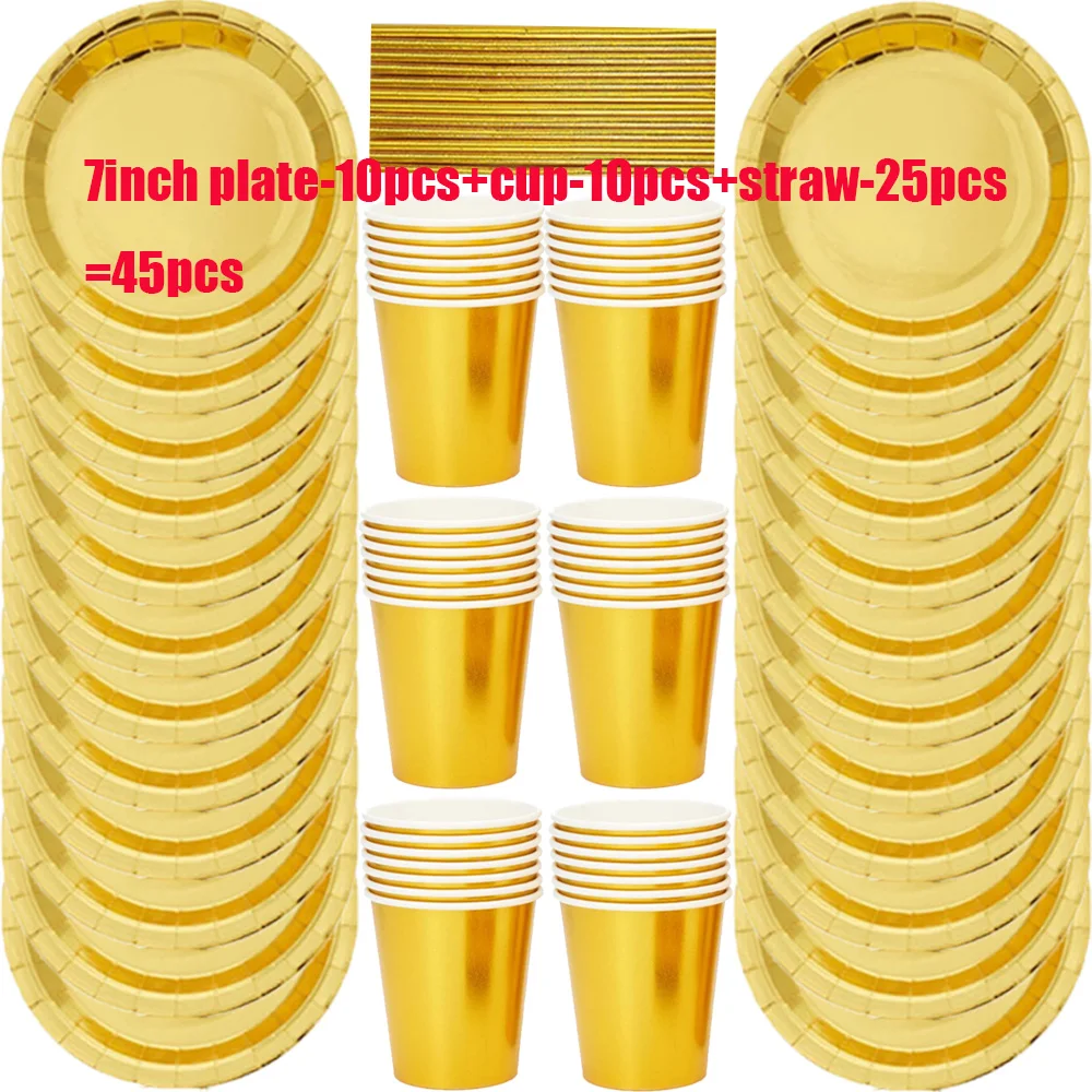 Gold Disposable Paper Plates Cups Straw napkins cakestand Tableware Sets for Adult Kids Birthday Party Supplies Gold Theme decor
Gold Disposable Paper Plates Cups Straw napkins cakestand Tableware Sets for Adult Kids Birthday Party Supplies Gold Theme decor