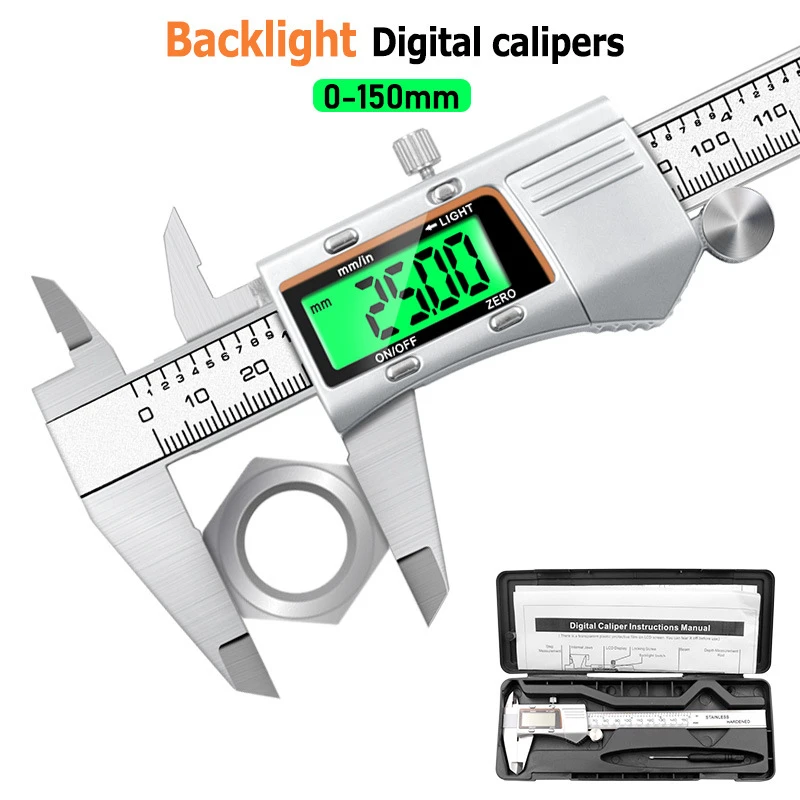 Digital Metal Caliper Stainless Steel Vernier Calipers Electronic Micrometer Measuring Tool Depth Gauge Instrument Pachometer
Digital Metal Caliper Stainless Steel Vernier Calipers Electronic Micrometer Measuring Tool Depth Gauge Instrument Pachometer