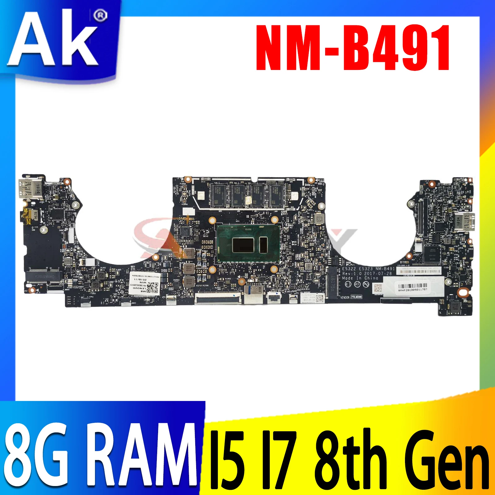 For Lenovo Ideapad 720S-13IKB Laptop motherboard NM-B491 8GB-RAM I5-8250U I7-8550U 100% tested work
For Lenovo Ideapad 720S-13IKB Laptop motherboard NM-B491 8GB-RAM I5-8250U I7-8550U 100% tested work