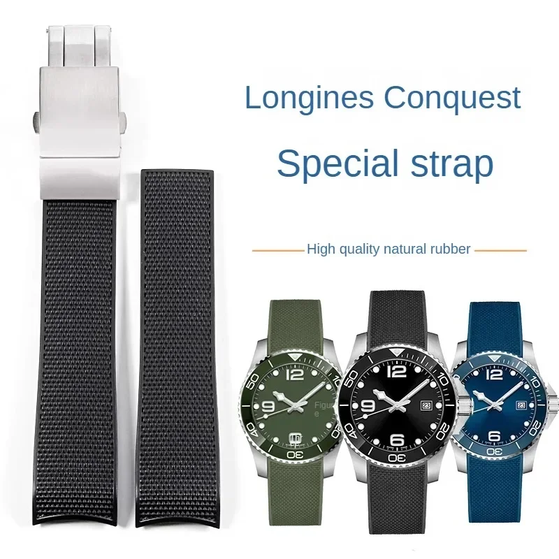 

For Longines Conquest Replace Silicone Men's 21mm New Diving Sports Watch Strap L3.781/782/742 High Quality Rubber Watchband