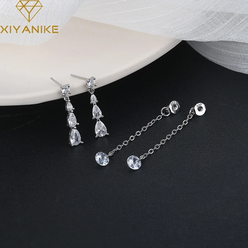 XIYANIKE Silver Color Long Hanging Diamond Earrings Studs For Women Girl Luxury New Trendy Jewelry Gift Party Wedding pendientes
XIYANIKE Silver Color Long Hanging Diamond Earrings Studs For Women Girl Luxury New Trendy Jewelry Gift Party Wedding pendientes