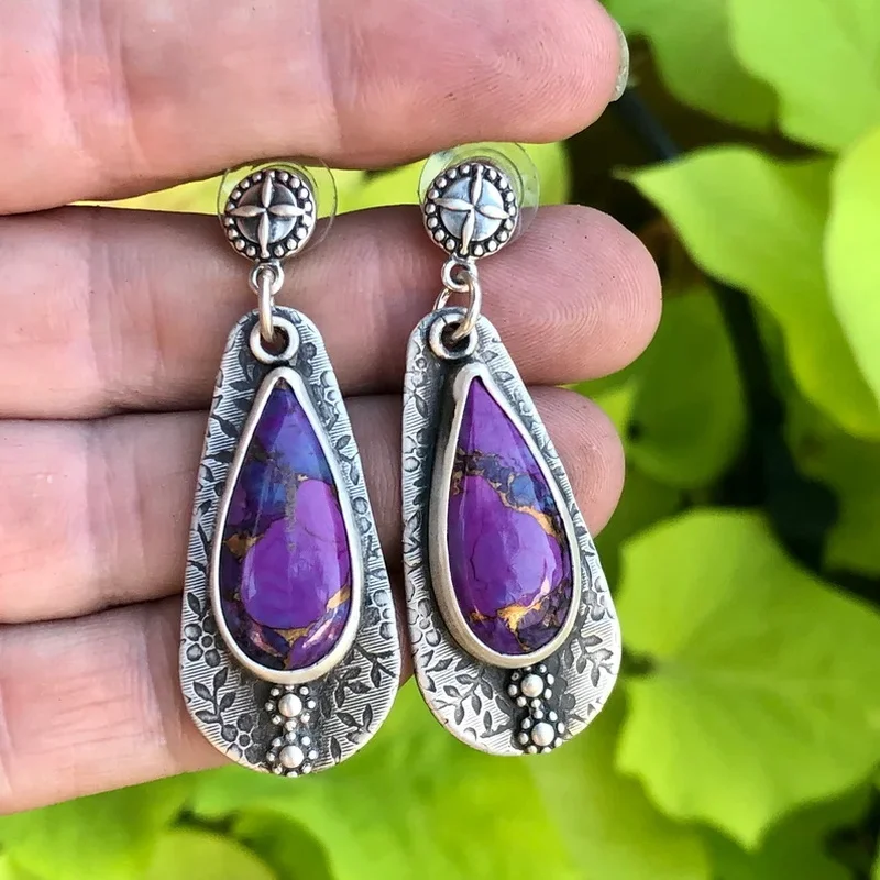 Vintage Bohemia Purple Turquoises Dangle Earrings for Women Beach Party Jewelry Accessorie Ethnic Tribal Drop Earring Charm Gift
Vintage Bohemia Purple Turquoises Dangle Earrings for Women Beach Party Jewelry Accessorie Ethnic Tribal Drop Earring Charm Gift