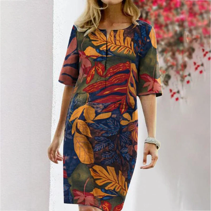 Floral Printed Beach Dresses Bohemian Linen Party Casual Short Sleeve Loose Elegant Women Dress Vintage Dresses Woman 2022
Floral Printed Beach Dresses Bohemian Linen Party Casual Short Sleeve Loose Elegant Women Dress Vintage Dresses Woman 2022
