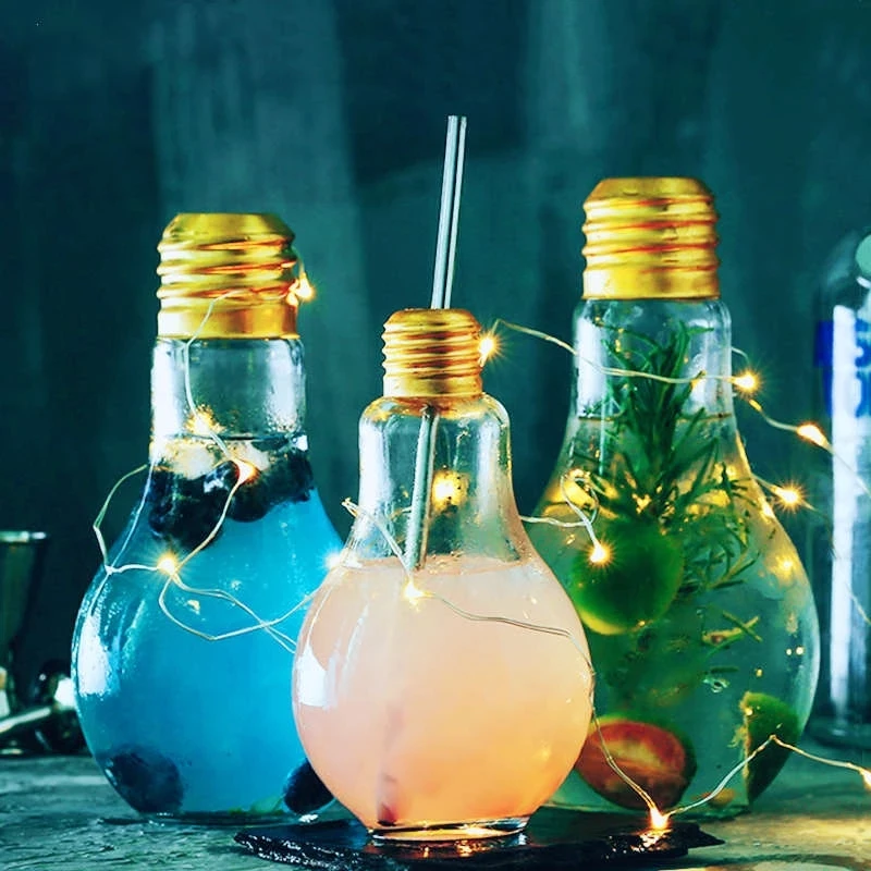 Creative Bulb Water Bottle for Brief Fashion Milk Juice Light Bulb Shape Leak-proof Glass Bottle for Drinking Party Decora Cup
Creative Bulb Water Bottle for Brief Fashion Milk Juice Light Bulb Shape Leak-proof Glass Bottle for Drinking Party Decora Cup