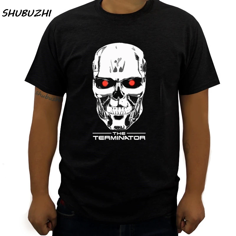 Мужская хлопковая футболка Terminator 2, Мужская футболка с Арнольдом Шварценеггером, роботом, черепом, модная повседневная футболка 1980-х годов