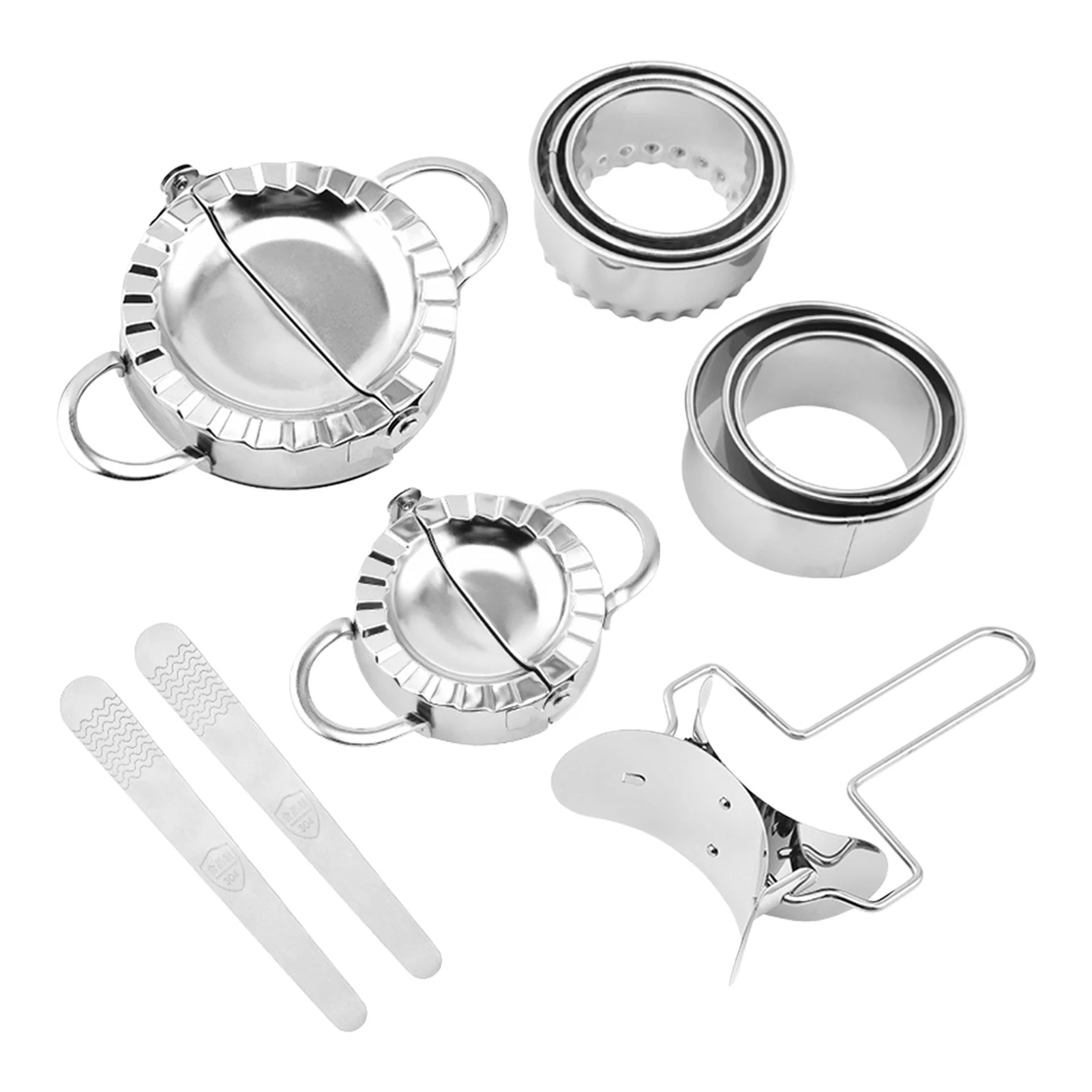 11pcs Dumpling Mold Set Stainless Steel Dumpling Wrapping Tool Stainless Steel Empanada Press For Ravioli Pastry Pie Wrappers
11pcs Dumpling Mold Set Stainless Steel Dumpling Wrapping Tool Stainless Steel Empanada Press For Ravioli Pastry Pie Wrappers