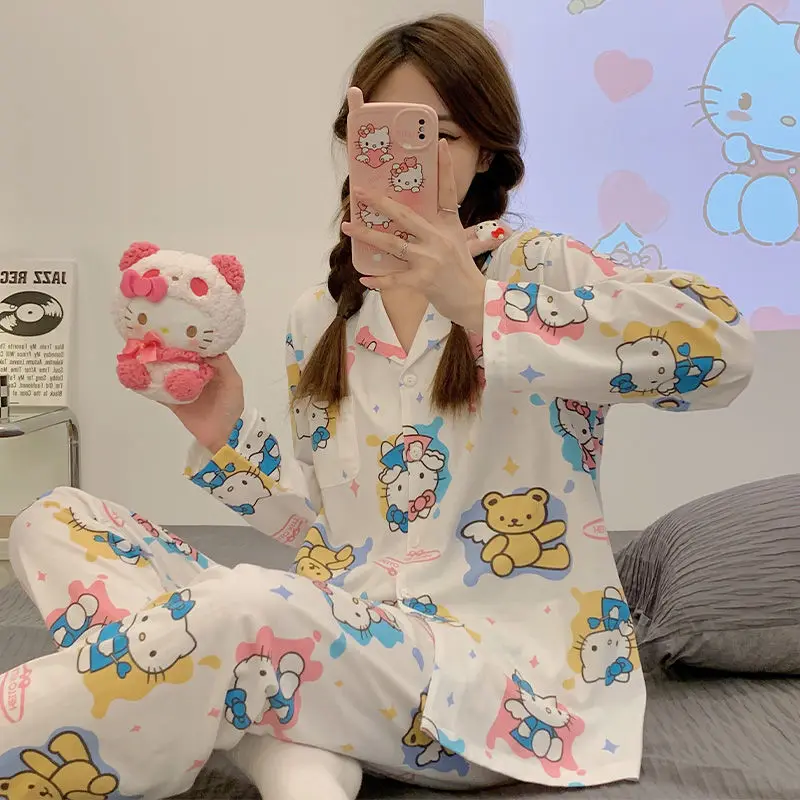 Sanrio аниме хобби Hello Kitty Cinnamoroll весенние женские тонкие брюки с длинным рукавом пижамный комплект из двух частей подарок для девушки
Sanrio аниме хобби Hello Kitty Cinnamoroll весенние женские тонкие брюки с длинным рукавом пижамный комплект из двух частей подарок для девушки