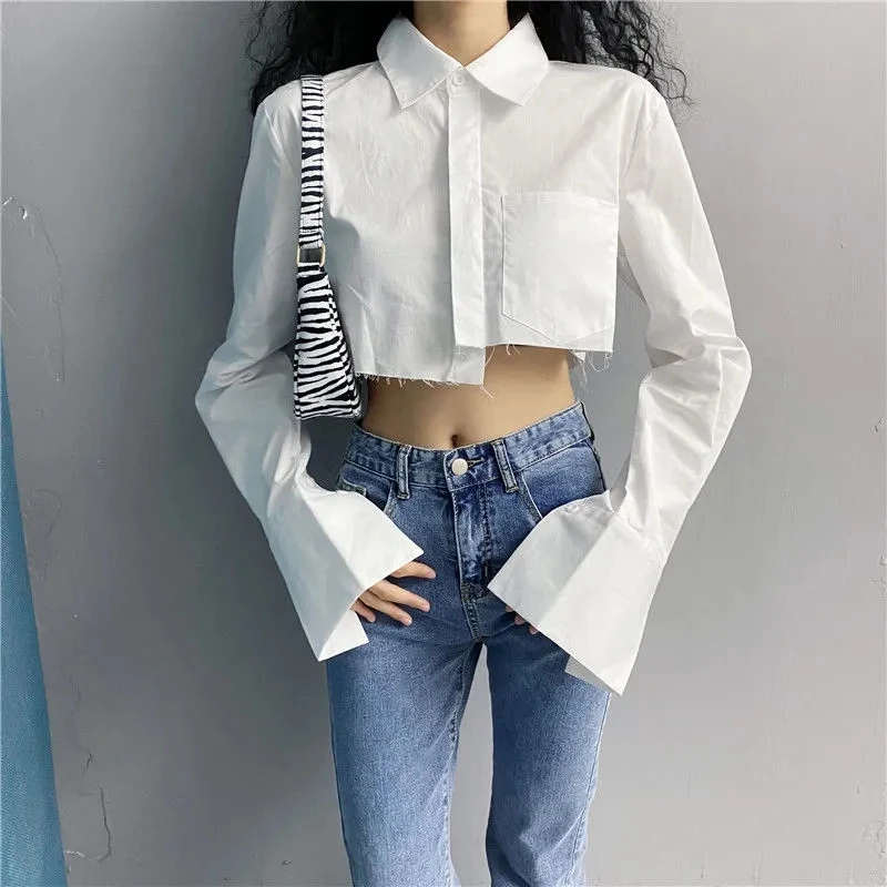 Mexzt Women Harajuku Solid White Sexy Cropped Shirt Korean Preppy Style Pocket Loose Short Blouse Lady Spring All-Match Tops
Mexzt Women Harajuku Solid White Sexy Cropped Shirt Korean Preppy Style Pocket Loose Short Blouse Lady Spring All-Match Tops