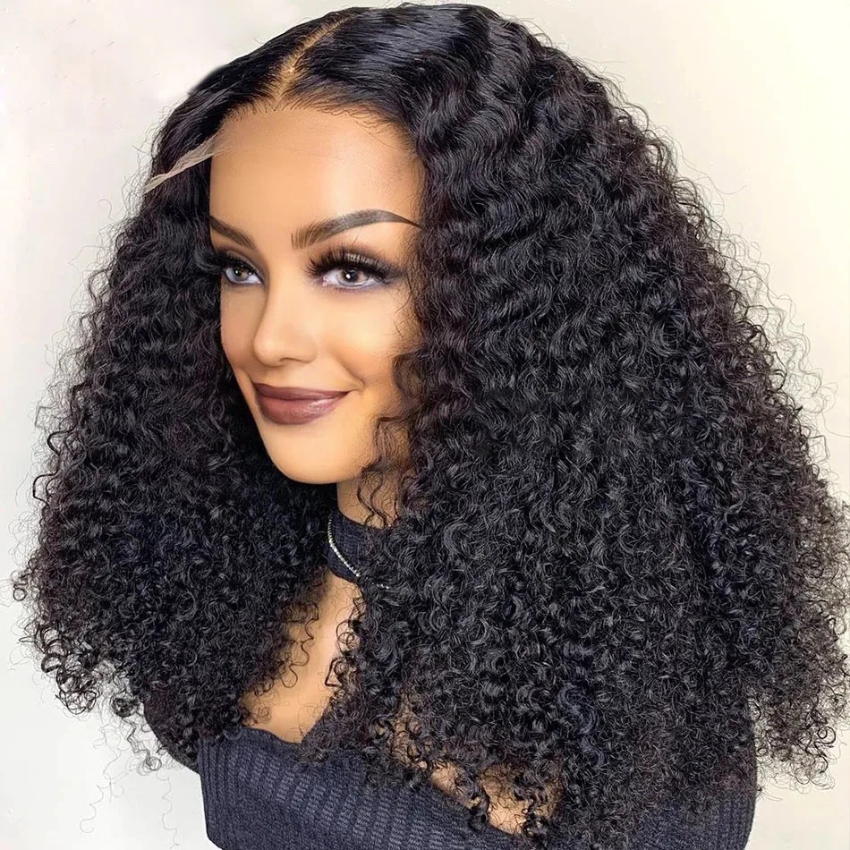 

Glueless Jerry Curly Sythetic Lace Front Wig Heat Resistant Fiber Thick Desnity Afro Kinky Curly PrePlucked Natural Hairline