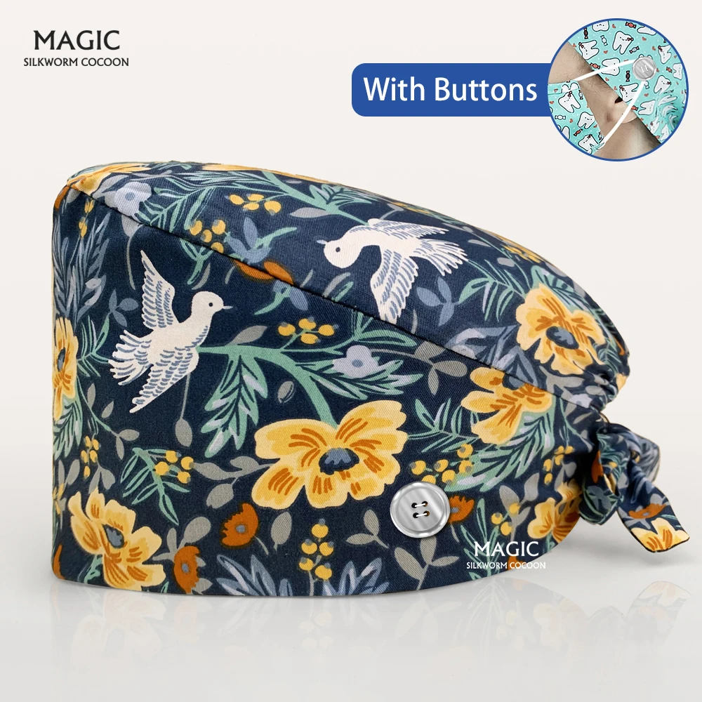 Floral Printed Nursing Scrubs Cap 100%Cotton Nurse Work Hat Beauty Salon Dentist Clinic Cap for Long Hair Surgical Hat Women Men
Floral Printed Nursing Scrubs Cap 100%Cotton Nurse Work Hat Beauty Salon Dentist Clinic Cap for Long Hair Surgical Hat Women Men