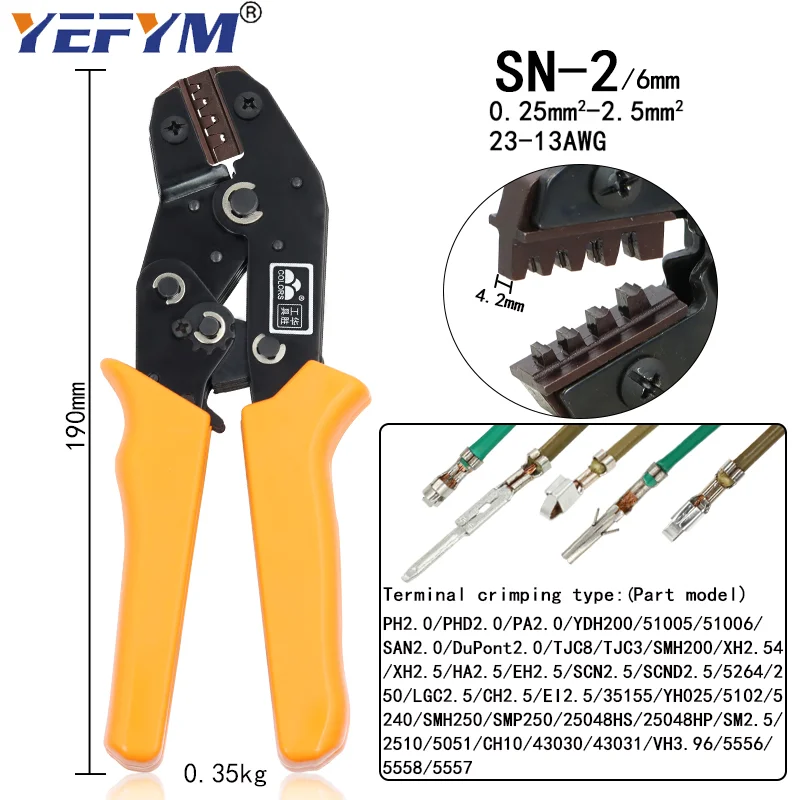 Плоскогубцы YEFYM SN-48B для обжима проводов 0,5-2,5мм² 
Плоскогубцы YEFYM SN-48B для обжима проводов 0,5-2,5мм²