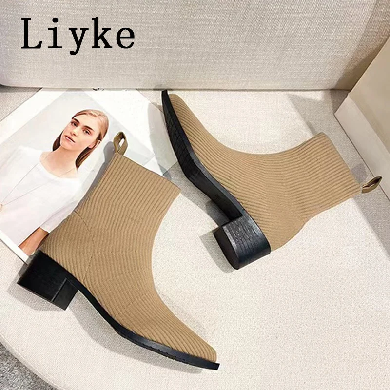 Liyke Women's Autumn Brown Ankle Boots Casual Cozy Knitting Stretch Fabric Socks Booties Fashion Pointed Toe Low Heels Shoes
Liyke Women's Autumn Brown Ankle Boots Casual Cozy Knitting Stretch Fabric Socks Booties Fashion Pointed Toe Low Heels Shoes