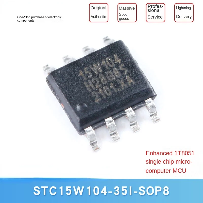 

Original STC15W104-35I-SOP8 Enhanced 1T Microcontroller MCU 8051 MCU IC Chip (5PCS)
