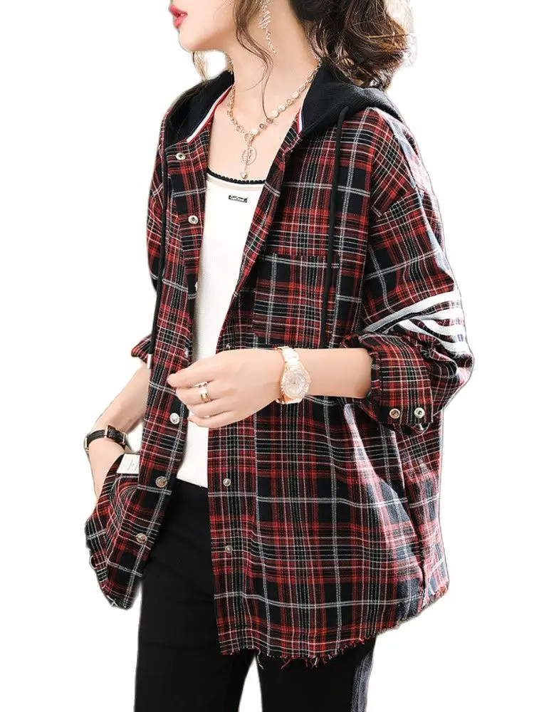 Autumn Women's clothes loose coat New Hooded Plaid Casual Shirt Age Reducing Sporty coat loose women clothing
Autumn Women's clothes loose coat New Hooded Plaid Casual Shirt Age Reducing Sporty coat loose women clothing