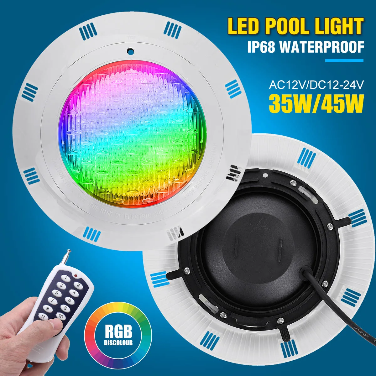 

45W RGB Led Swimming Pool Light 450LED IP68 Waterproof AC12V-24V Outdoor RGB UnderWater Light Pond Led Piscina Luz Spotlight