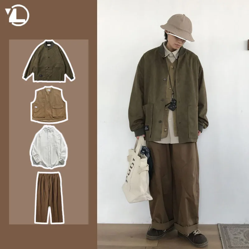 Men Autumn Japanese Four Piece Sets Vintage Jacket Solid Loose Workwear Vest Comfort Shirt Elastic Casual Pants Sets New Suits
Men Autumn Japanese Four Piece Sets Vintage Jacket Solid Loose Workwear Vest Comfort Shirt Elastic Casual Pants Sets New Suits