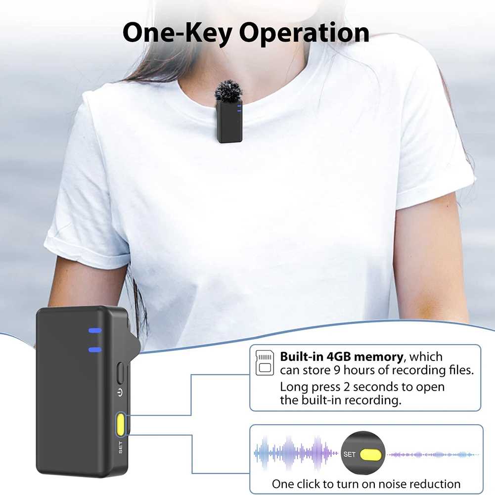 Wireless Tie Microphone System Set Lavalier Lapel Mic with Charging Box 2402-2480MHz Noise Reduction for DSLR Cameras Supplies
Wireless Tie Microphone System Set Lavalier Lapel Mic with Charging Box 2402-2480MHz Noise Reduction for DSLR Cameras Supplies