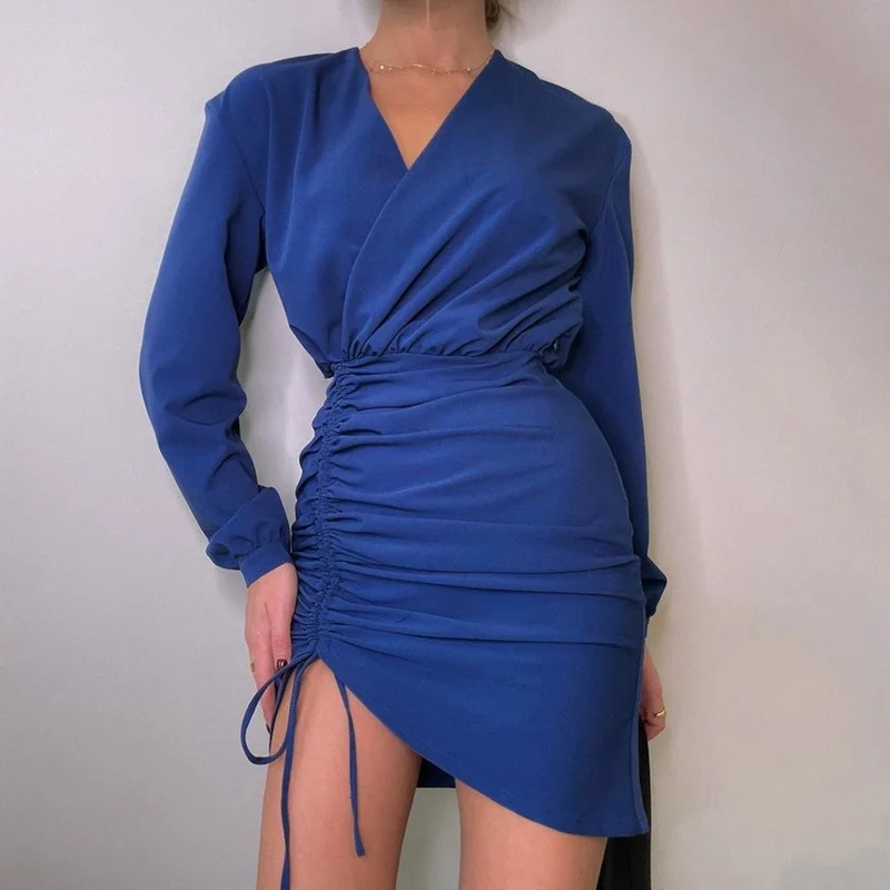 Женское платье с длинным рукавом, голубое платье-футляр с V-образным вырезом, высокой талией и асимметричным подолом для выпускного вечера, ... 
Женское платье с длинным рукавом, голубое платье-футляр с V-образным вырезом, высокой талией и асимметричным подолом для выпускного вечера, ...