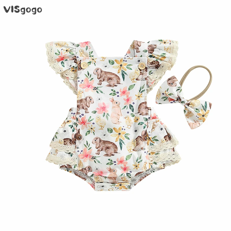 VISgogo Baby Girl 2Pcs Easter Outfit Fly Sleeve Square Neck Ruffle Rabbit/Deer Print Romper with Bow Headband Summer Clothes Set
VISgogo Baby Girl 2Pcs Easter Outfit Fly Sleeve Square Neck Ruffle Rabbit/Deer Print Romper with Bow Headband Summer Clothes Set