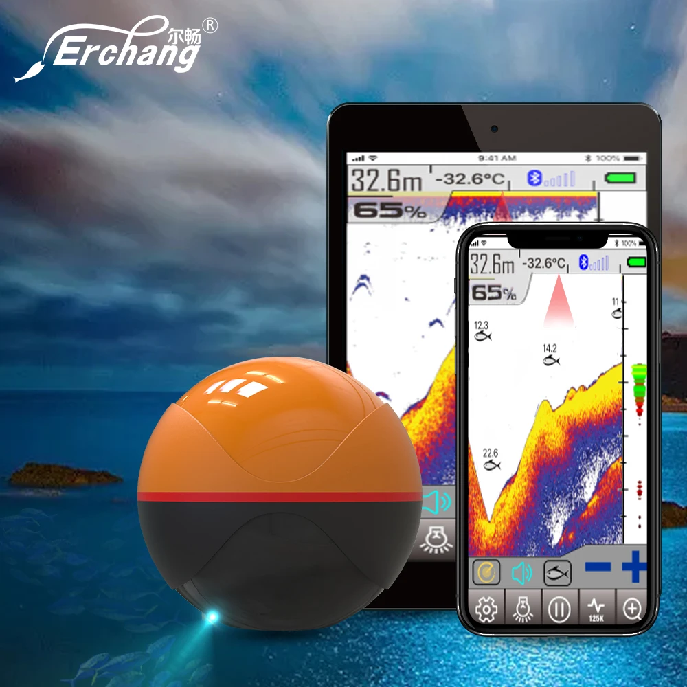Erchang смартфон беспроводной рыболокатор 125 кГц/330 кГц эхолот двухлучевой частоты