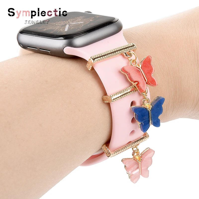 New Metal Butterfly Pendant For Apple Watch Band 44mm 42mm 40mm 38mm Silicone Bracelet For iWatch SE 7 6 5 4 3 Strap Decorative
New Metal Butterfly Pendant For Apple Watch Band 44mm 42mm 40mm 38mm Silicone Bracelet For iWatch SE 7 6 5 4 3 Strap Decorative