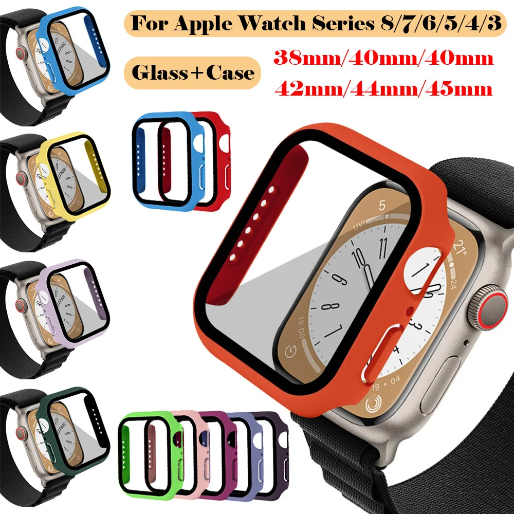 Tempered Glass+cover For Apple Watch 8 Case 41mm 45mm 42mm 38mm PC bumper Screen Protector iWatch series 7 6 5 4 3 se 40mm 44mm
Tempered Glass+cover For Apple Watch 8 Case 41mm 45mm 42mm 38mm PC bumper Screen Protector iWatch series 7 6 5 4 3 se 40mm 44mm