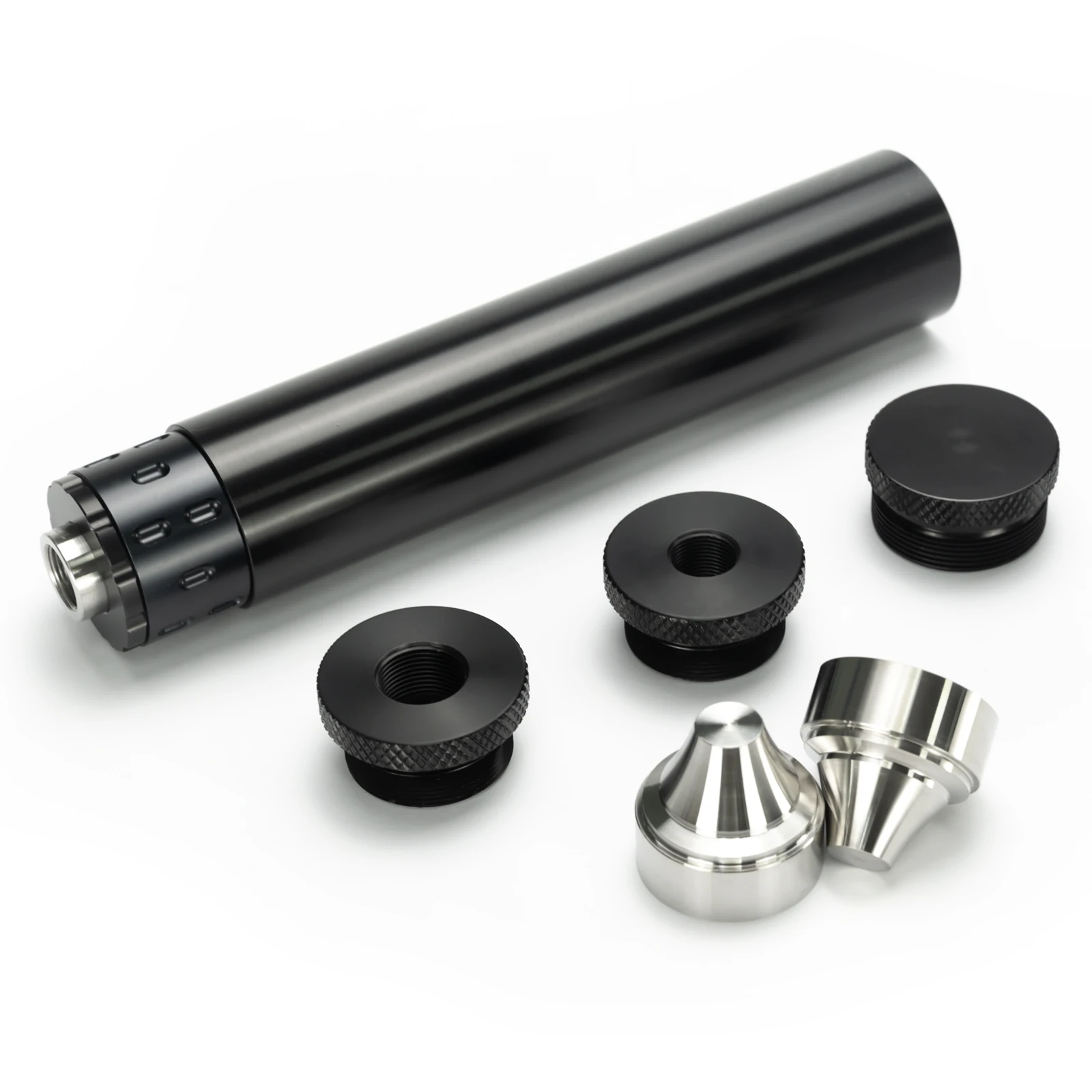 7''L 1.45" OD Aluminum Solvent Trap 1.1875x24 Thread 9x Stainless Steel Radial Cups and 1/2x28,.578x28,9/16x24,13.5x1LH Booster
7''L 1.45" OD Aluminum Solvent Trap 1.1875x24 Thread 9x Stainless Steel Radial Cups and 1/2x28,.578x28,9/16x24,13.5x1LH Booster