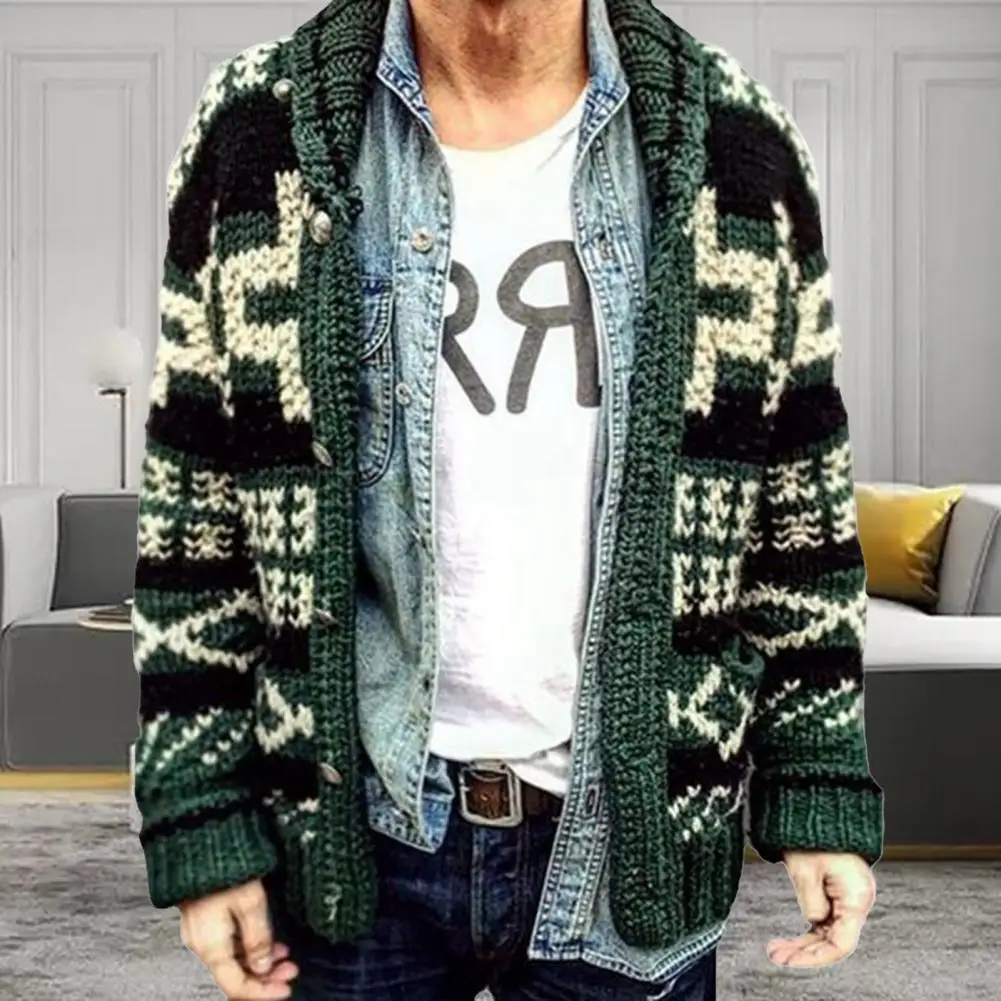 Trendy Autumn Coat Knitwear Buttons Elastic Loose Men Sweater Coat Winter Sweater Coat Keep Warm
Trendy Autumn Coat Knitwear Buttons Elastic Loose Men Sweater Coat Winter Sweater Coat Keep Warm