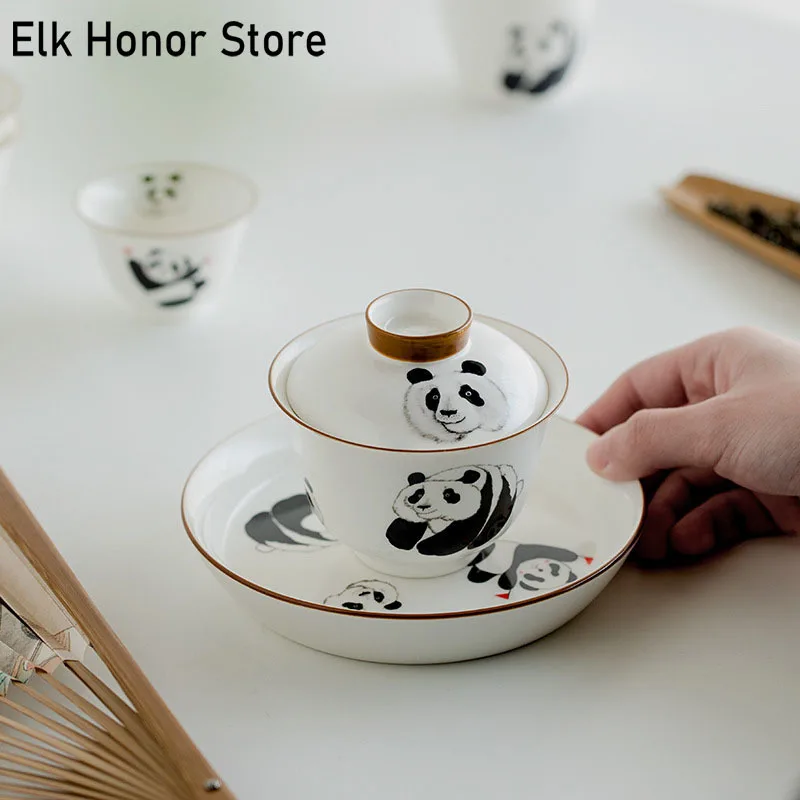 150ml Boutique White Porcelain Tea Tureen Cute Panda Art Tea Bowl With Cover Tea Maker Gaiwan Household Kung Fu Teaware Set Gift
150ml Boutique White Porcelain Tea Tureen Cute Panda Art Tea Bowl With Cover Tea Maker Gaiwan Household Kung Fu Teaware Set Gift
